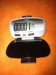 Timex pedometer displaying one step